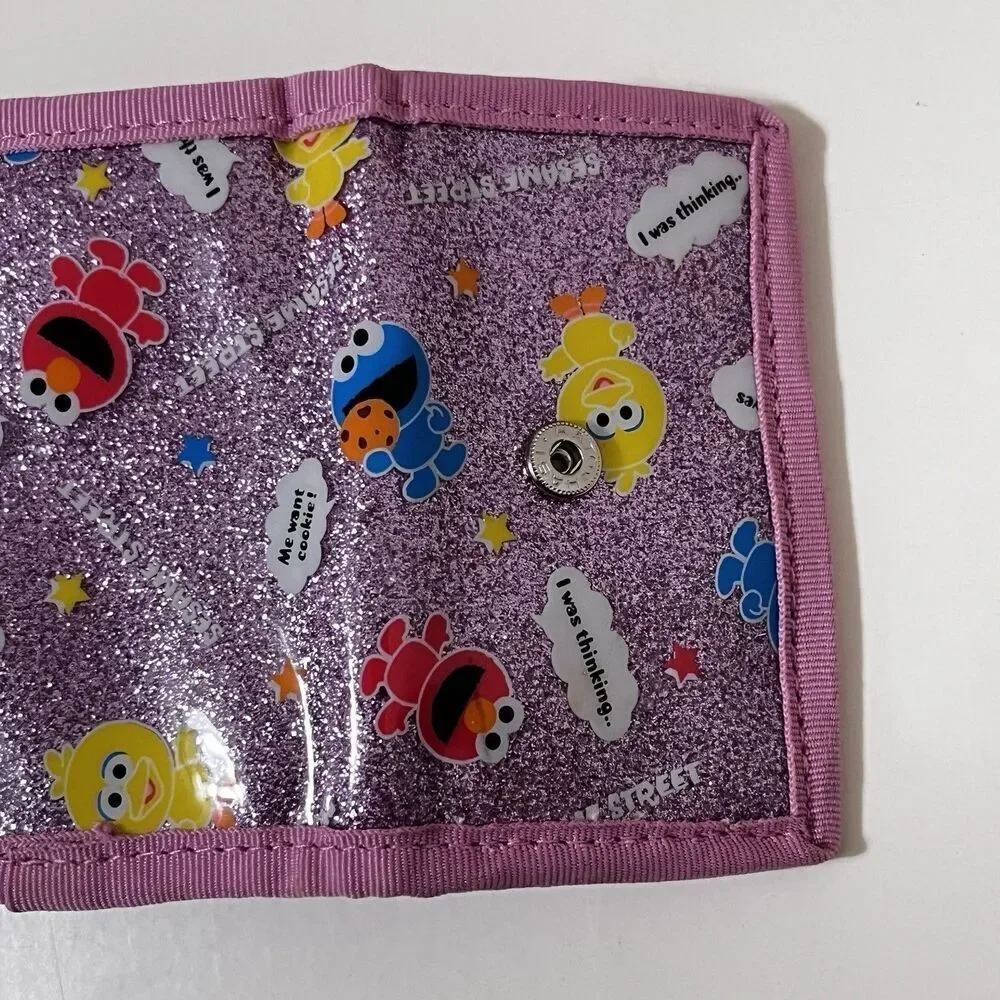 Sesame Street Baby Characters Pink Glitter Key Holder Coin Wallet Tri-Fold 2007